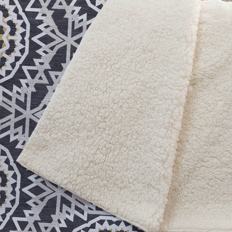 Premium Machine Washable Boho Suzani Sherpa Throw Blanket