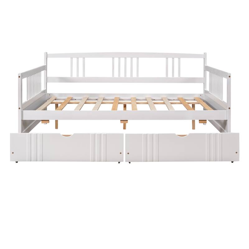 Full Size Daybed with Drawers, Space-Saving Wood Frame, No Box Spring Required, Elegant Design for Bedrooms and Living Rooms