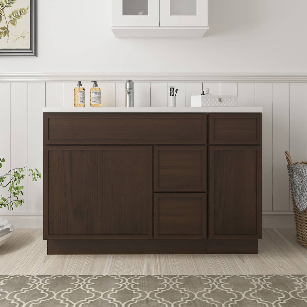Vanity Art 48" Birch Freestanding Bathroom Vanity Cabinet without Top