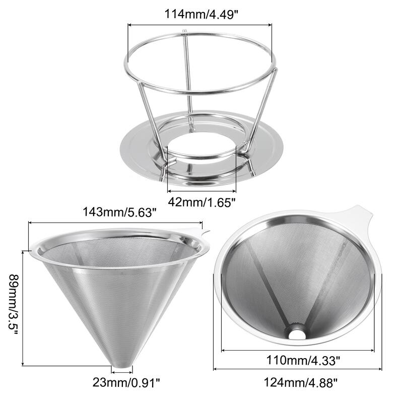 Pour Over Coffee Dripper Filter Maker with Bracket - 300 Mesh Large Size with Bracket