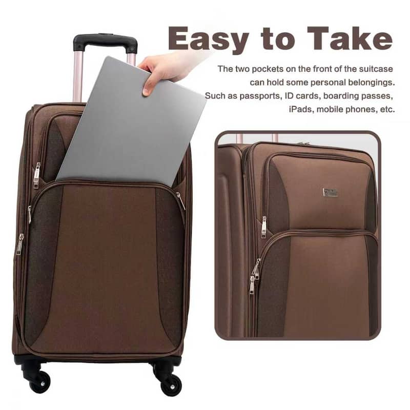 SoftshellLuggage Expandable 4 Piece Set Suitcase Softside Lightweight Luggage Travel Set