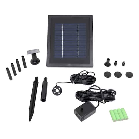 Sunnydaze Solar Pump & Panel LED - Fountain Kit with Battery - 65 GPH - 47" Lift