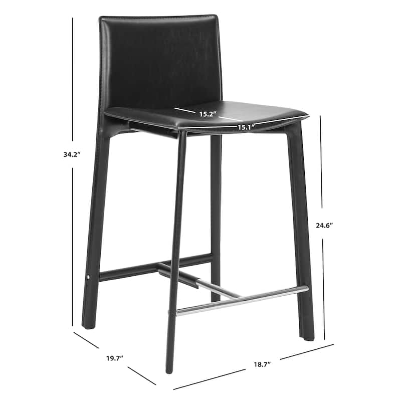 SAFAVIEH Jacquelyn 25-inch Faux Leather Counter Stool (Set of 2) - 18.7" W x 19.7" L x 34.2" H - 19Wx20Dx34H