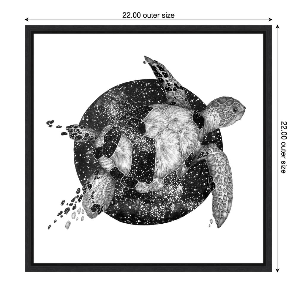 Cosmic Sea Turtle Square Copy by Ec Mazur Framed Canvas Wall Art