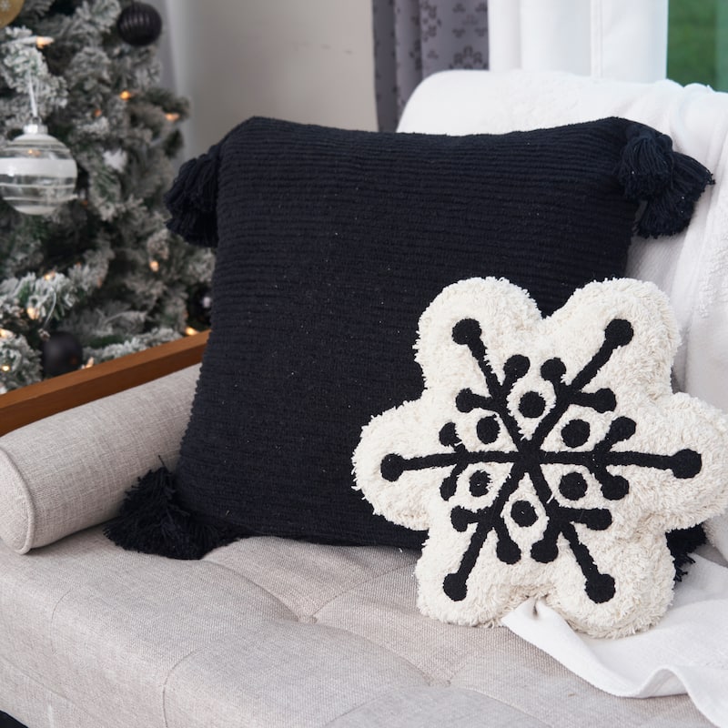 Onyx Snowflake Shaped Pillow