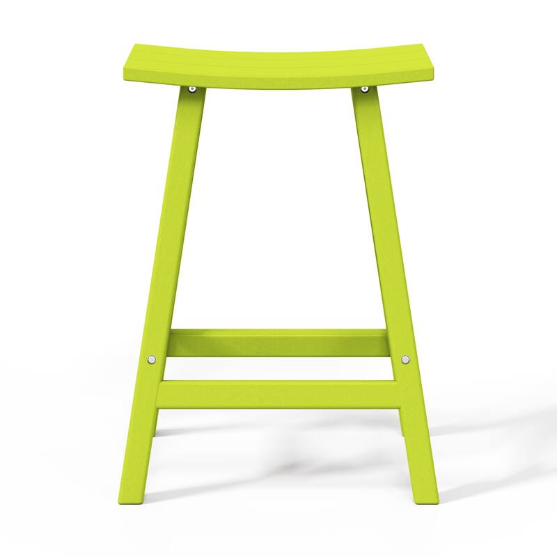 Laguna Hdpe All Weather Outdoor Patio 24" Saddle Seat Counter Stool (Set Of 2)