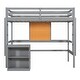 preview thumbnail 6 of 7, Gray Pine Wood Loft Bed with Desk and Cabinet, Writing Board, Full-Length Guardrail