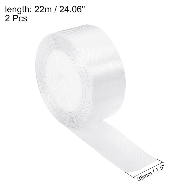 1.5 Inch Satin Ribbon, Double Face Crafts Roll for Wrapping Decoration - White
