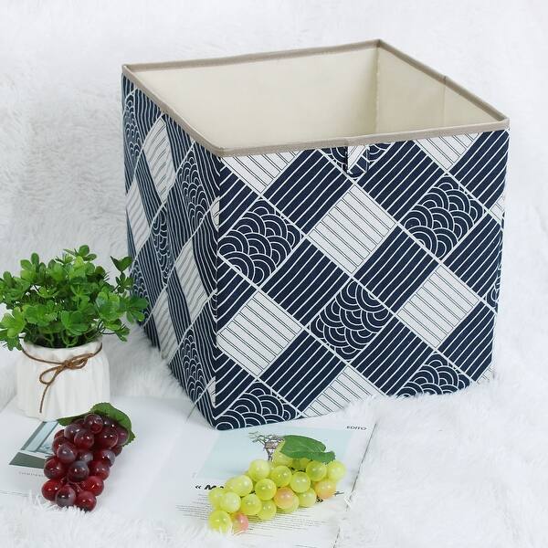 Shop Linen Fabric Storage Bin Toy Box Basket Organizer Navy Blue