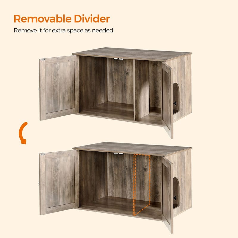 Wooden Hidden Cat Litter Box Enclosure with Removable Divider Perfect for Indoor Pet