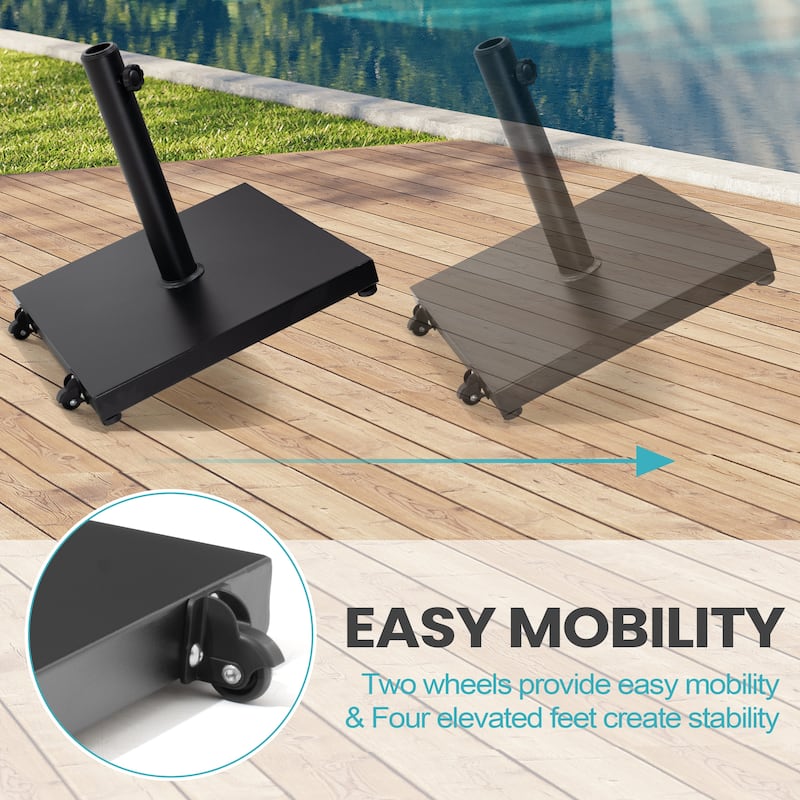 9PC Outdoor Patio Dining Set Aluminum Table with Rattan Chairs w/ Premium Market Umbrella Sets