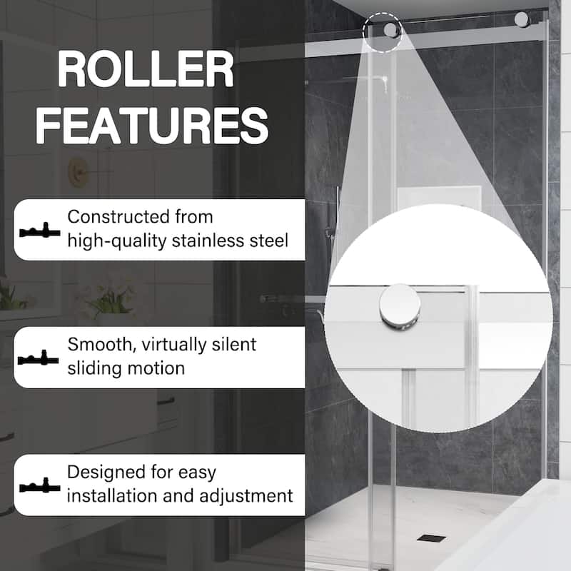 CASAINC 48"/60"W x 76"H Double Sliding Frameless Shower Door with Clear Glass