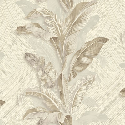 Galerie Wallcoverings Stratum Collection Palma Leaf Vinyl on Non-woven Metallic Wallpaper Roll Double Width