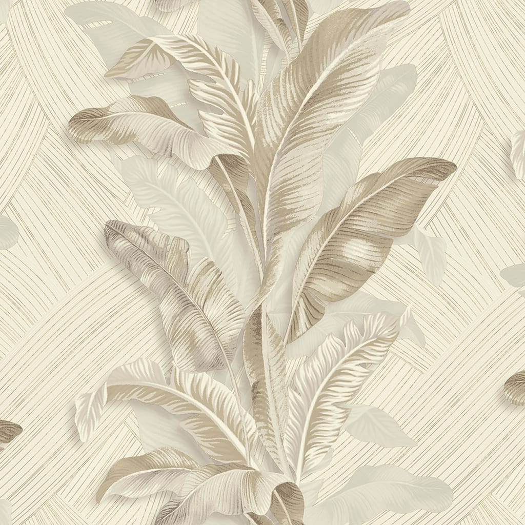 Galerie Wallcoverings Stratum Collection Palma Leaf Vinyl on Non-woven Metallic Wallpaper Roll Double Width