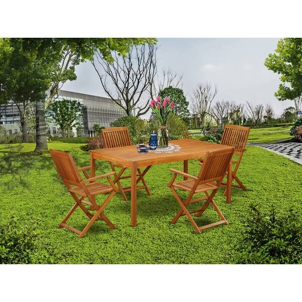 Acacia Wood Outdoor Patio Set Offers An Outdoor Table Foldable Chairs Number Of Chair Option Overstock 27600268