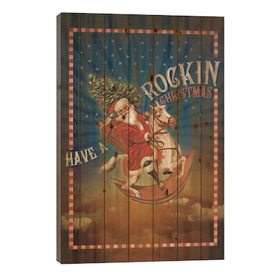 Colorful Christmas IX - Rockin Print On Wood by Duirwaigh - Multi-Color
