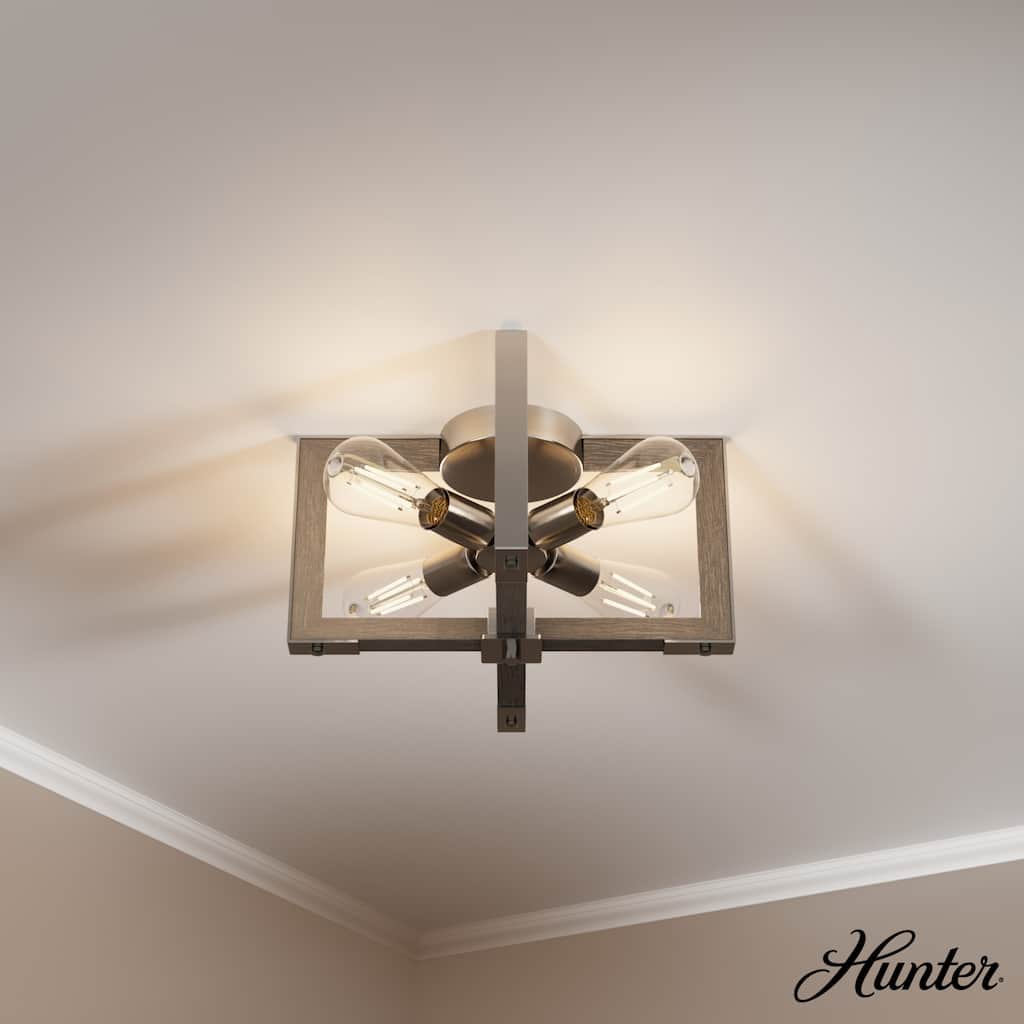 Hunter Woodburn 4-Light Flush Mount Ceiling Light - Farmhouse, Rustic, Mountain