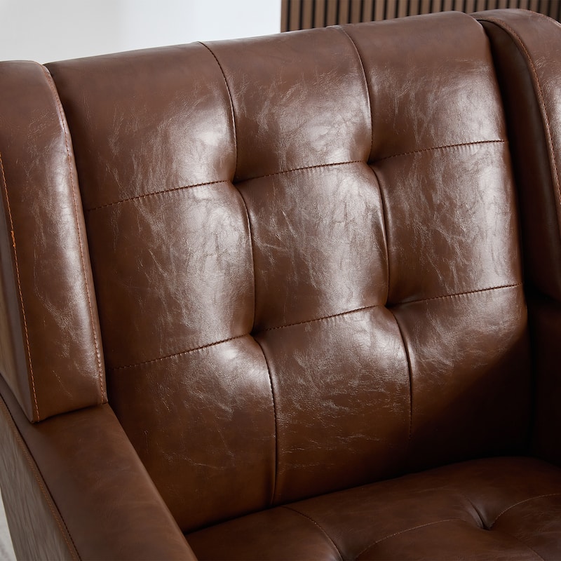 Modern Soft Leather Material Ergonomics Accent Chair Living Room Chair Bedroom Chair Home Chair With Black Legs For Indoor Home