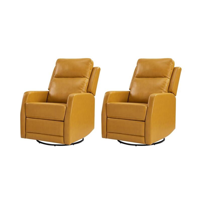 Esteban Modern Faux Leather Manual Rocking Swivel Recliner with Wingback Set of 2
