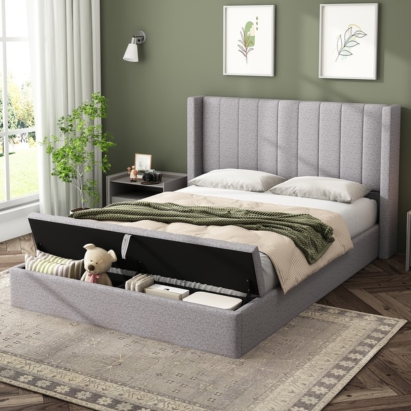 Christopher Knight Home - Queen Upholstered Platform Bed with Headboard ...