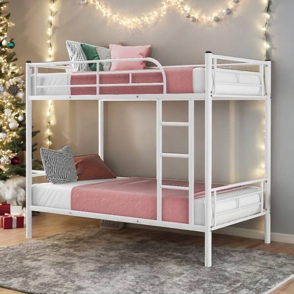 slide 2 of 48, 2 In 1 Twin Over Twin Metal Bunk Bed Can Separate into 2 Twin Beds