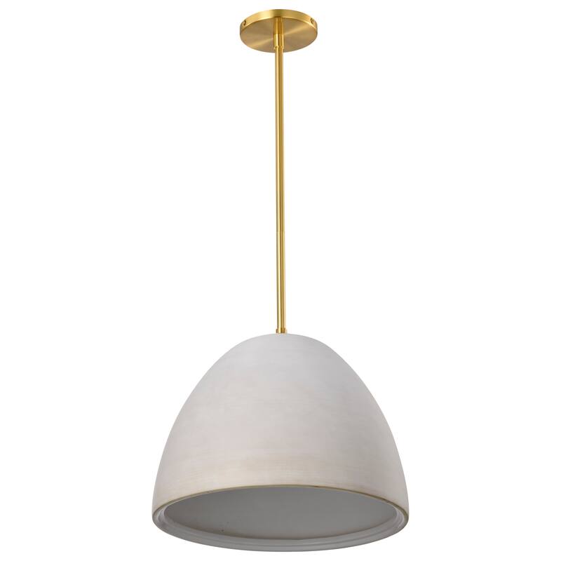 Collins 14 Inch Pendant with White Ceramic - Brushed Brass