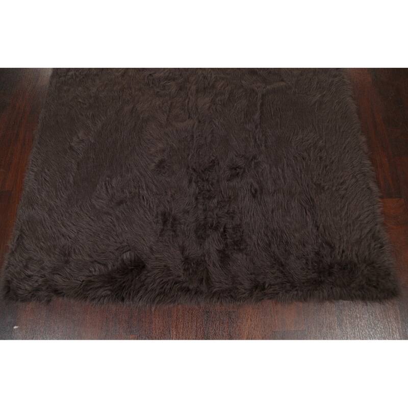 Contemporary Shaggy Oriental Area Rug Hand-tufted Foyer Carpet - 4'10" x 7'4"