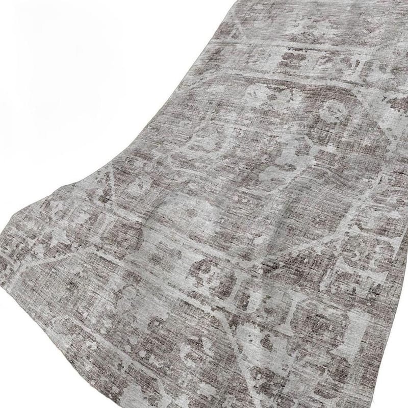 HomeRoots 50" X 70" Gray And Charcoal Damask Polyester Woven Plush Throw Blanket