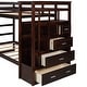 preview thumbnail 24 of 71, Space-Saving Bunk Bed with Twin Trundle and Stairs, Wood Bunk Beds with Storage Drawers and Guardrail for Kids Teens Adults