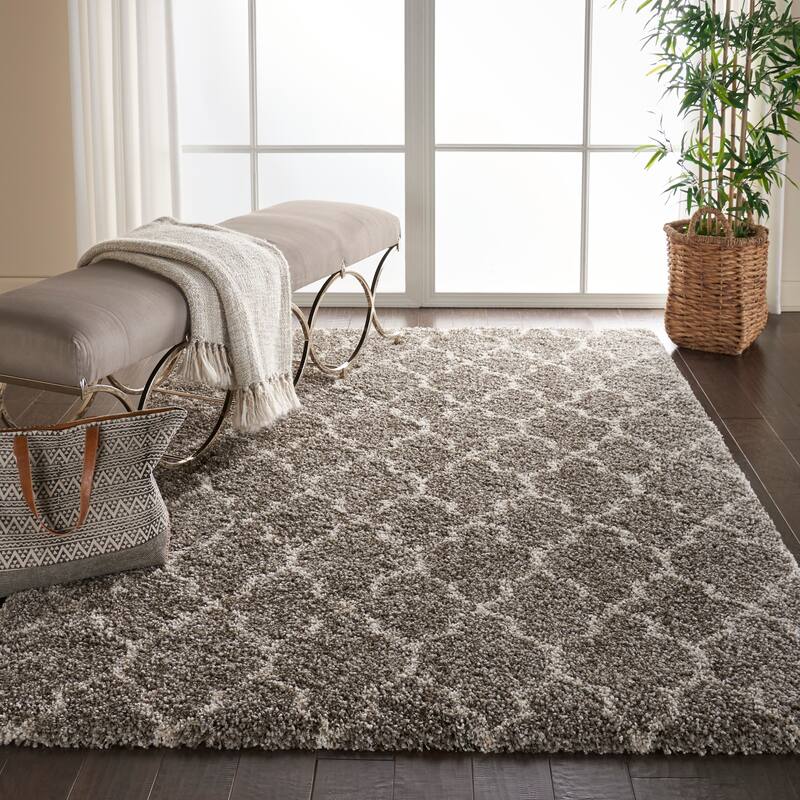 Nourison Amore Shag Area Rug - Beige/Grey - 3'11" x 5'11" - Rectangle