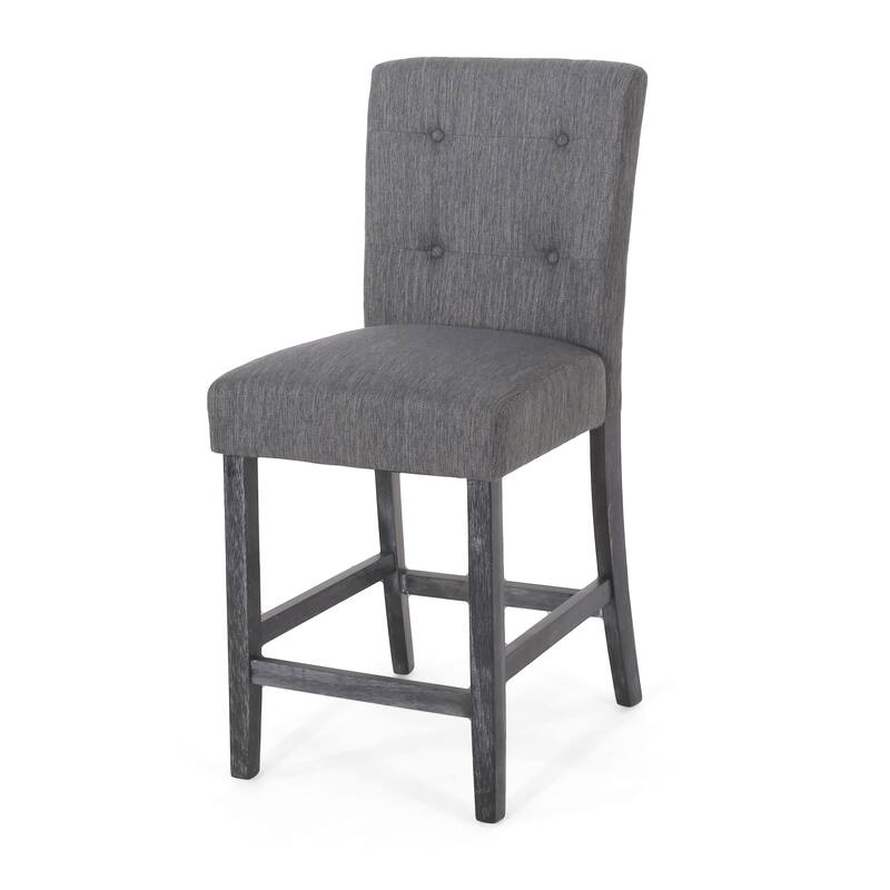 Button Tufted 26 Inch Counter Stools, Set Of 2
