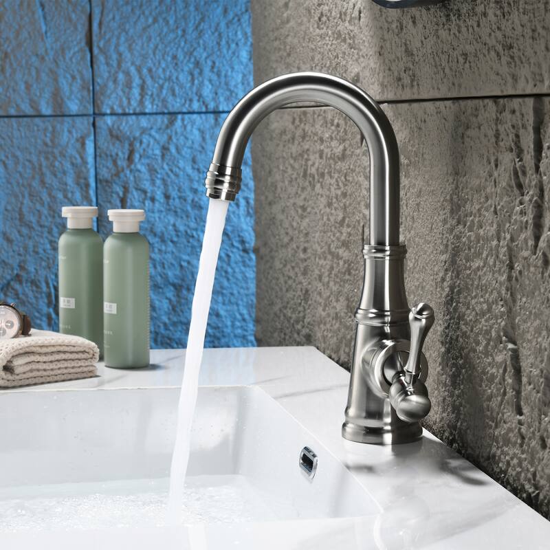 10.9"H Solid Brass Single-handle Bathroom Sink Faucet
