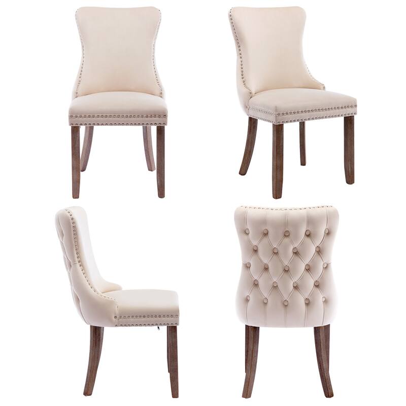 Velvet Upholstered Wingback Dining Chairs Set of 2
