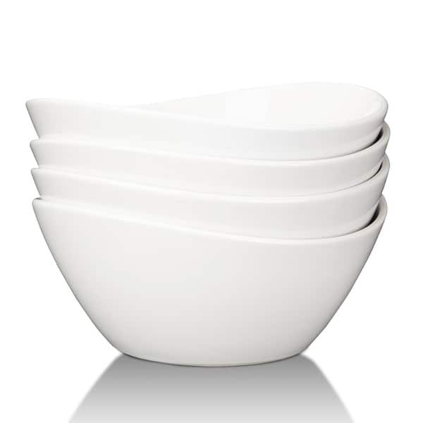 42 Ounce Porcelain Bowls Set of 4 Pack Premium White Ceramic Bowls for Cereal, Soup, Salad, Pasta - 8 Inch - White