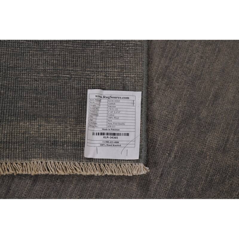 Gray Gabbeh Modern Rug Handmade Wool Carpet - 4'0"x 5'10"