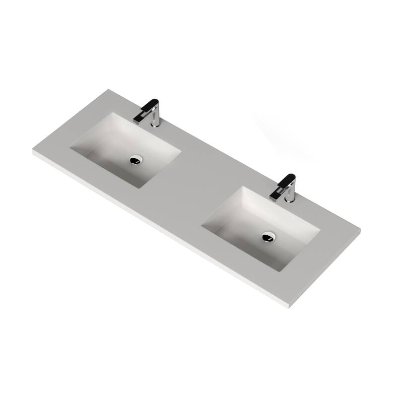 Serenity Solid-Surface Bathroom Vanity Top with Sink - 72" - White