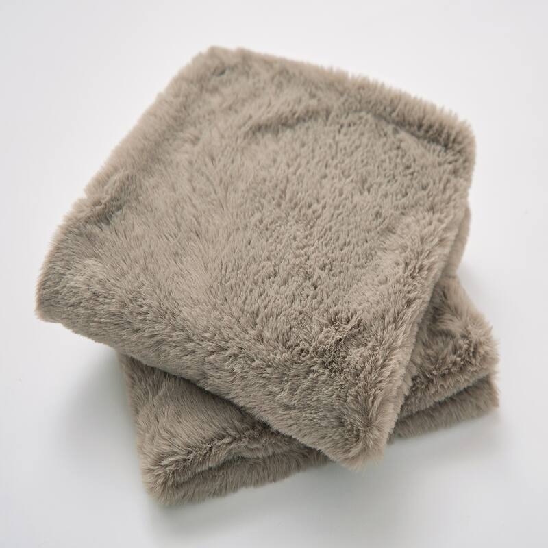 Solid Light FauxFur Throw Pillow Shell Do-It-Yourself Bedrest 4pcs Set