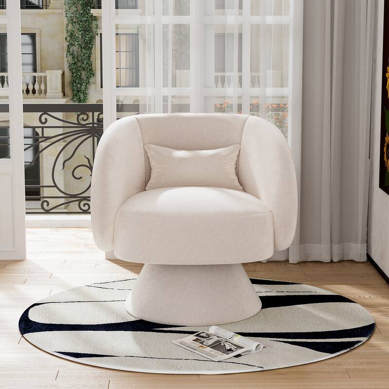 Ouyessir 360 Degree Swivel Cuddle Barrel Sofa Chairs - White