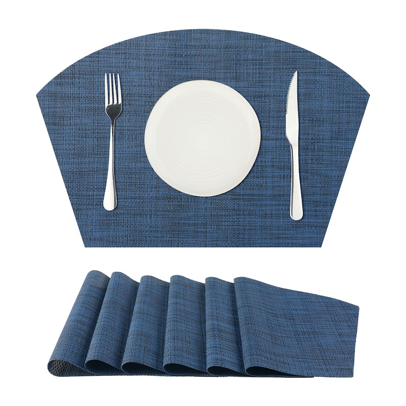 Table Placemats Set of 6 Placemats Heat Resistant Water Proof Table Mats - 18x12 inch - Dark Blue
