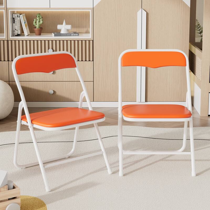 VECELO 5 Pcs Kids Folding Activity Table and Chairs Set, Portable, with Ultra Soft PU Padded Cushion, Matte Black