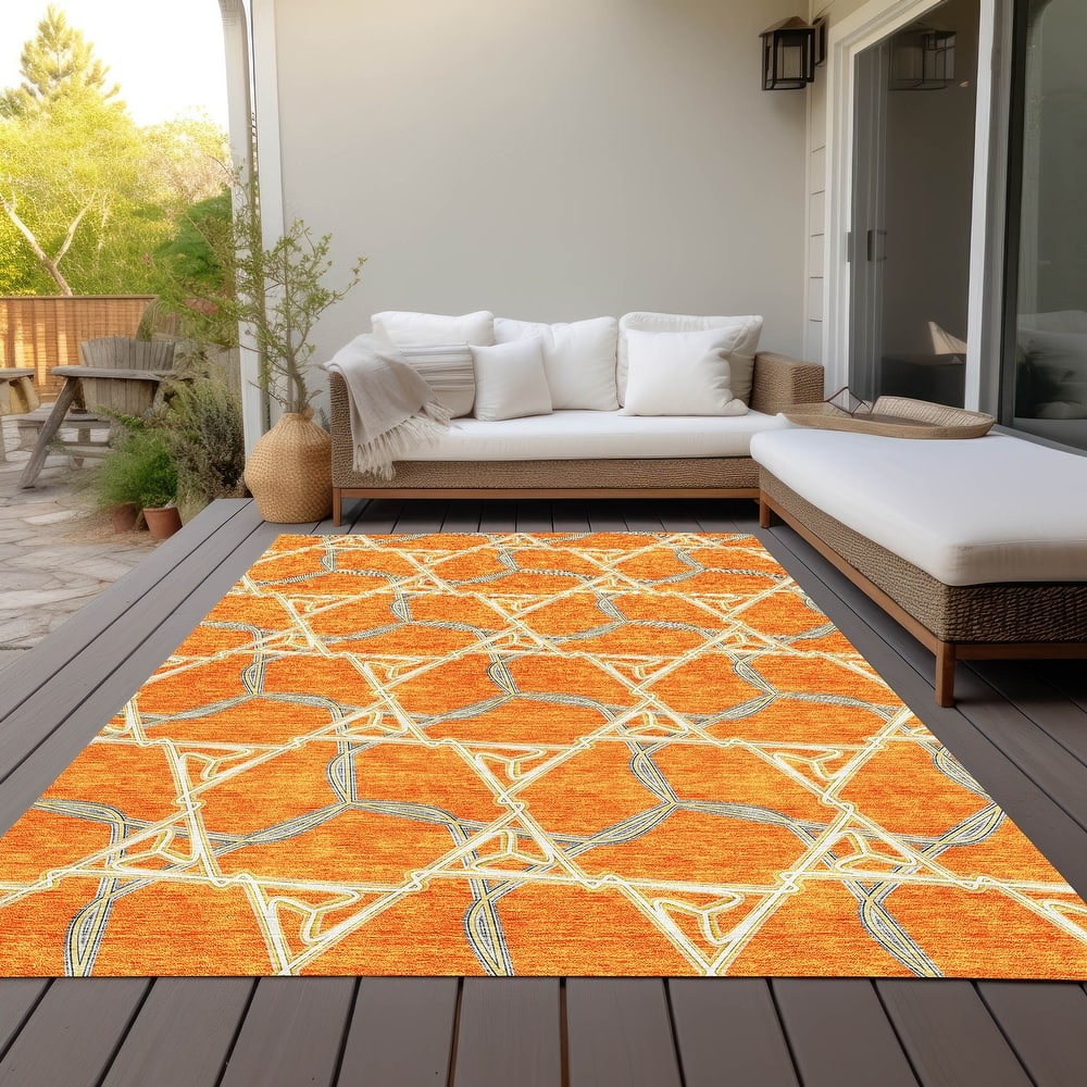 Machine Washable Indoor/ Outdoor Transitional Links Chantille Rug
