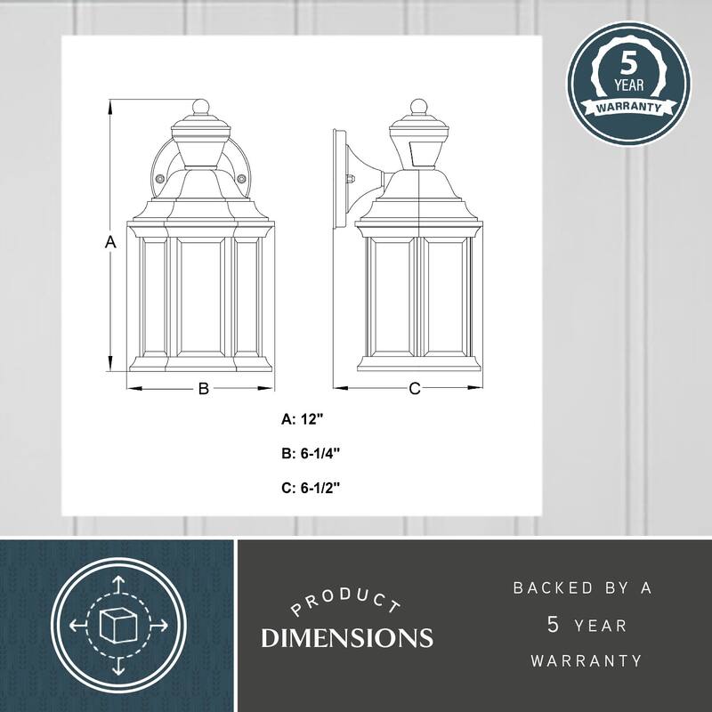 Auburn Aluminum 6.25-in. W 1 Light Motion Sensor Dusk to Dawn Outdoor Wall Lantern Clear Glass