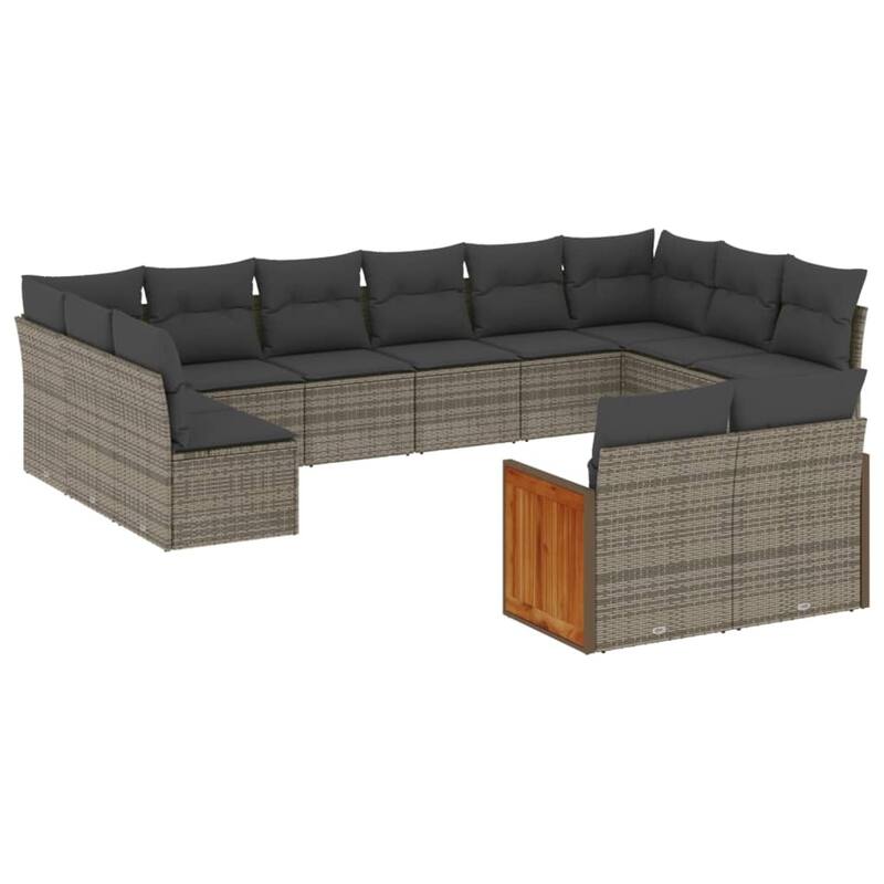 vidaXL Patio Sofa Set with Cushions Outdoor Conversation Furniture Poly Rattan