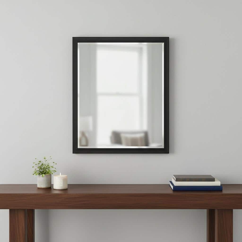 HomeRoots 30" Black Solid Wood Framed Accent Mirror - 24.00 in. x 30.00 in. x 3.00 in.