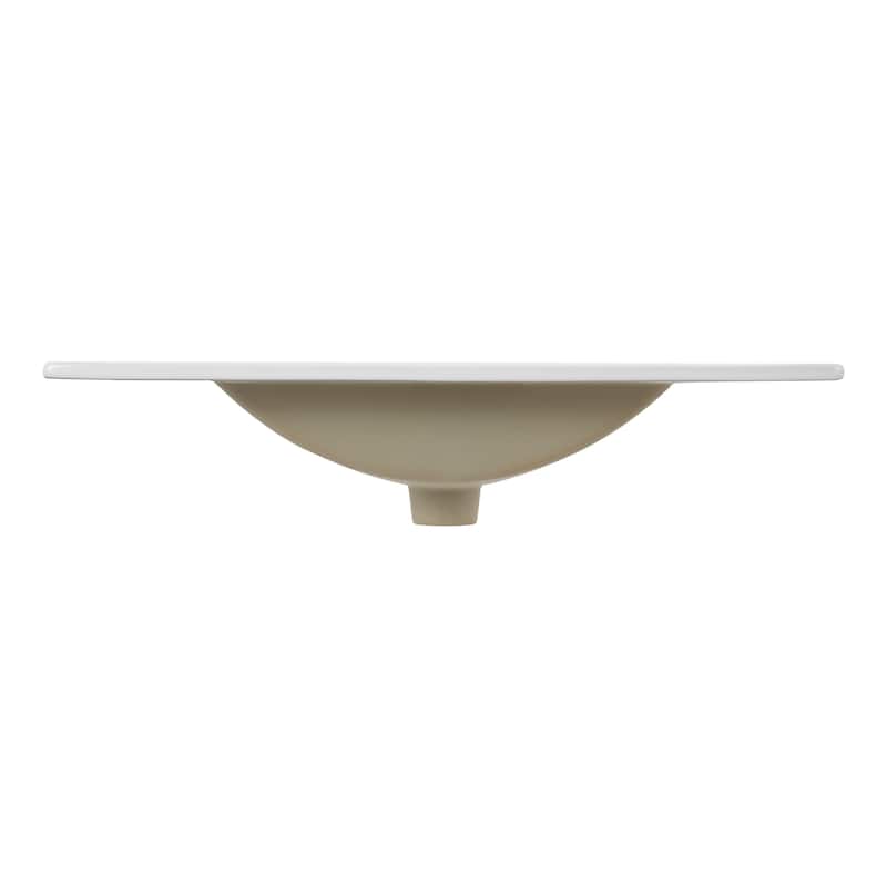 Aubert 3-Hole Classic Contemporary Rectangular Ceramic Single Sink Basin Vanity Top, by JONATHAN Y - 30 in. - White