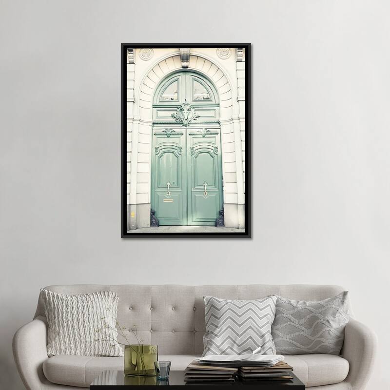 iCanvas "Paris Door, Mint" by Caroline Mint Framed