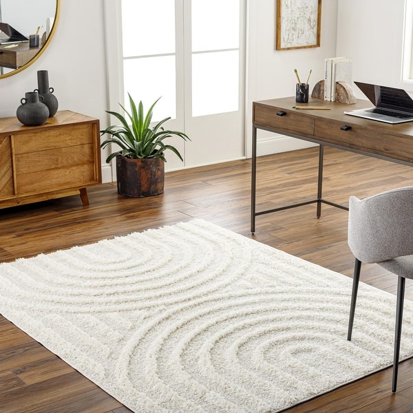slide 2 of 29, Livabliss Rodos Mod Neutral Rainbow Plush Area Rug 5' 3" x 7' - Beige
