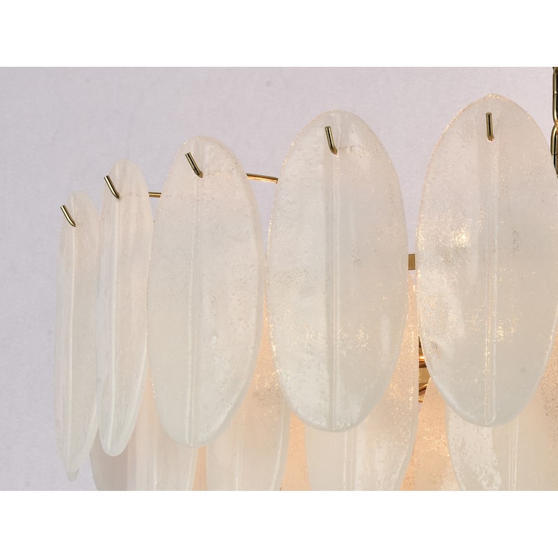 22 Light Brass Chandelier With Frosted Glass Petal Accents