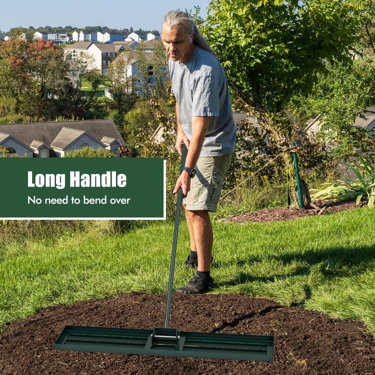 Heavy Duty Lawn Leveling Rake 46" x 10" Plate, 67" Anti-Slip Handle - 46" x 10"