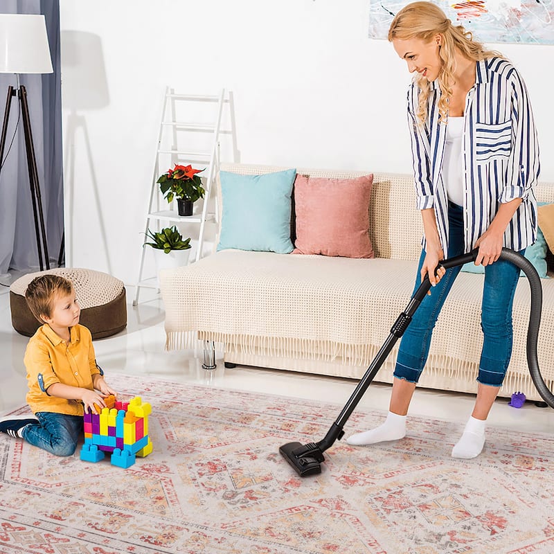 MAVAL Beige Washable Non-Shedding Area Rug